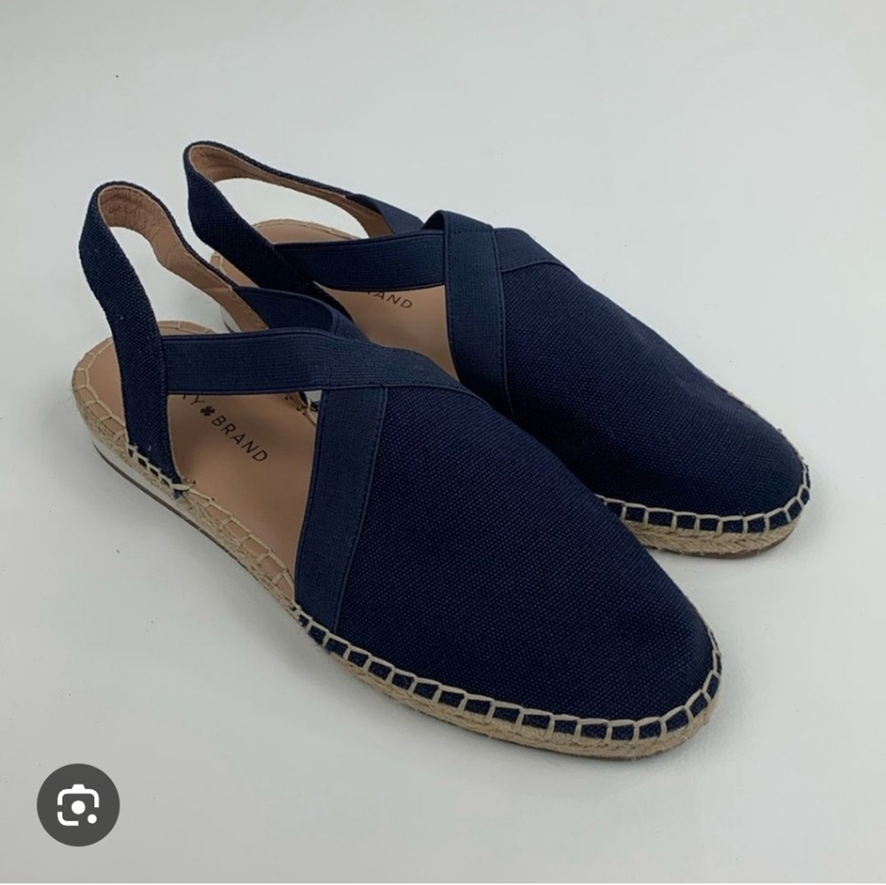 Lucky Brand Women's Navy Blue Canvas Flat Espadrille Sandals Size 9